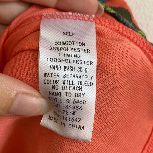 She + Sky Coral Tropical Front Tie Romper - Medium - Picture 9 of 11